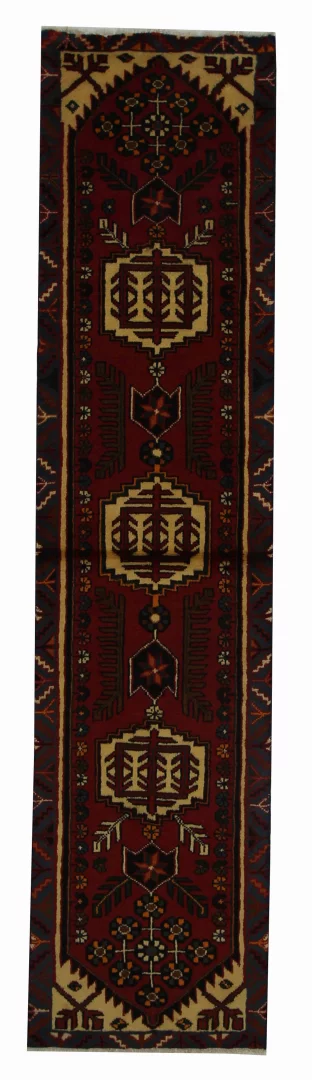 Hamadan Teppich 293 x 70 cm, ca. 100.000 - 350.000 Knoten/m², widerstandsfähiges Wollmaterial, starke Designvielfalt, handgeknüpft, Perserteppich