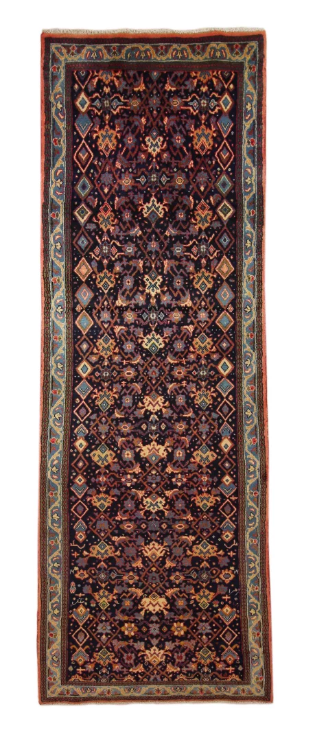 Hamadan Perserteppich 297 x 96 cm, Knotendichte 100.000 - 350.000, widerstandsfähiges Wollmaterial, handgeknüpft