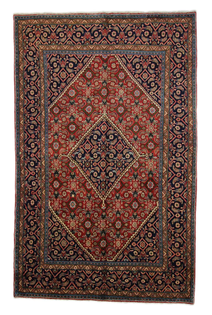 Hamadan Teppich 304 x 193 cm - Knotendichte 100.000 - 350.000 Knoten/m², widerstandsfähiges Wollmaterial, starke Designvielfalt, handgeknüpft, Perserteppich
