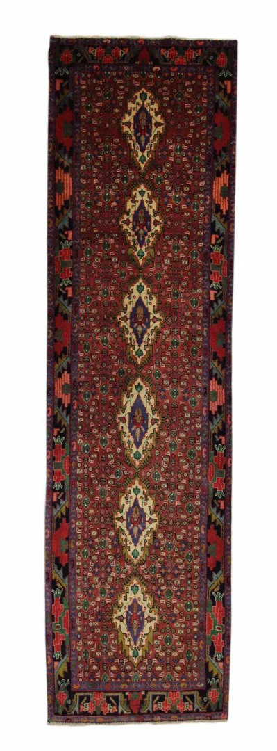 Hamadan Teppich 306 x 85 cm - Knotendichte 100.000 - 350.000 Knoten/m² - widerstandsfähiges Wollmaterial - handgeknüpft - Perserteppich