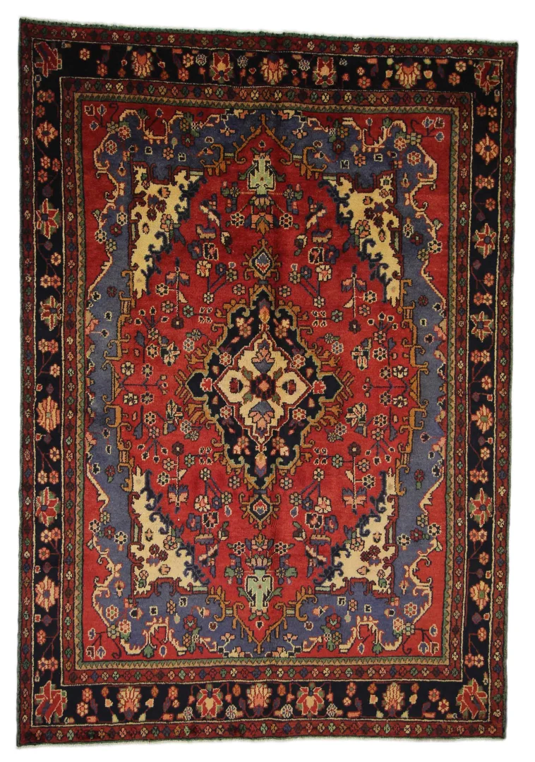 Hamadan Teppich 307 x 215 cm, Knotendichte 100.000 - 350.000 Knoten/m², widerstandsfähiges Wollmaterial, starke Designvielfalt, handgeknüpft, Perserteppich