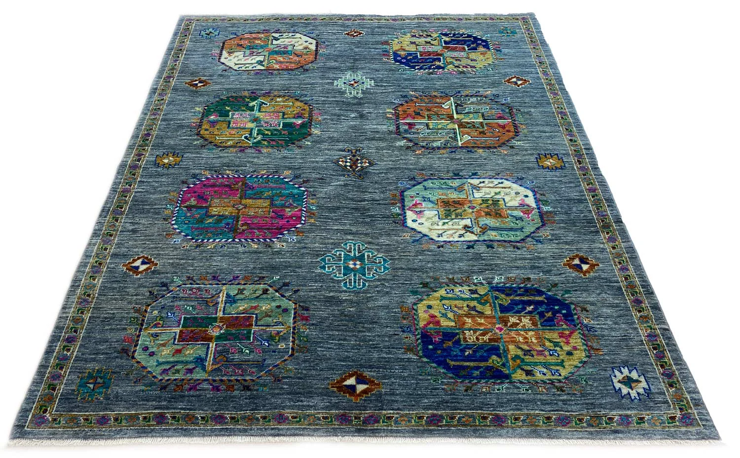 Ariana Ziegler Samarkand Teppich 196 x 156 cm – Hochwertige Schurwolle, Langlebig, Vielfältige Farben – handgeknüpft, Perserteppich