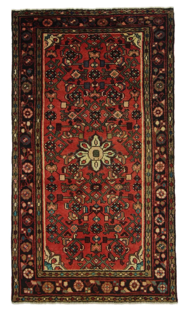 Perserteppich Hosseinabad 180 x 100 cm - 200.000 - 250.000 Knoten/m², hohe Knüpfdichte, strapazierfähig, rautenförmiges Medaillon, handgeknüpft
