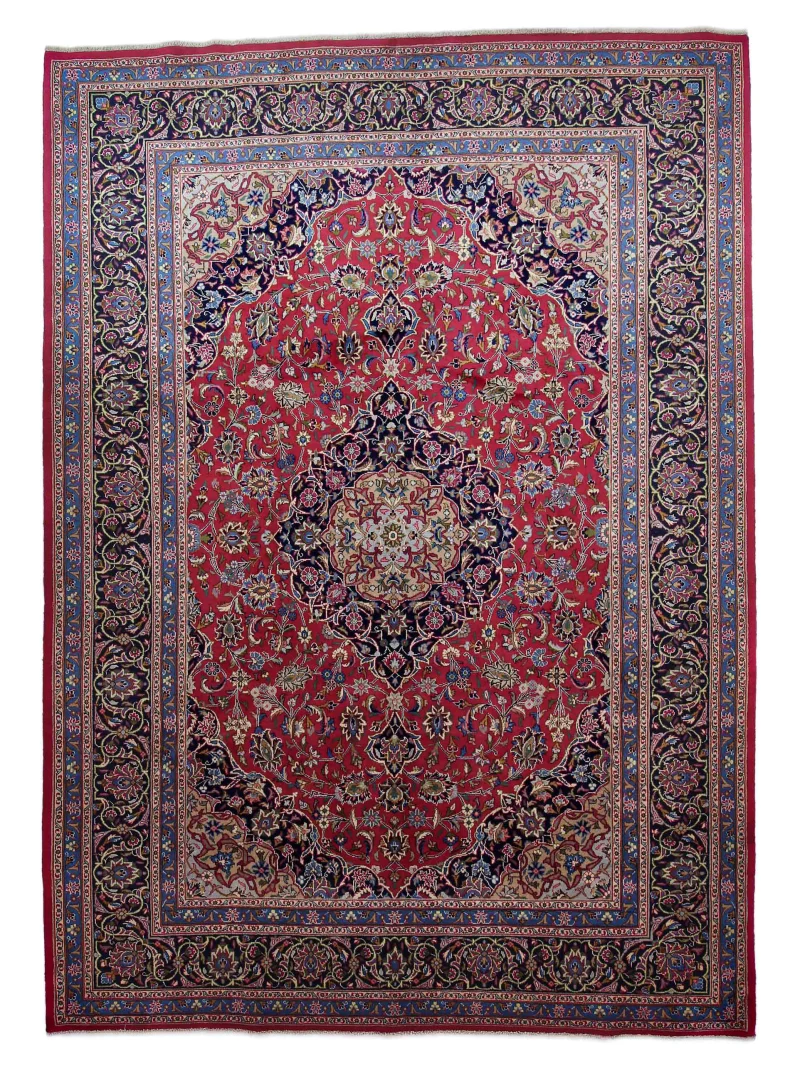 Kashmar Perserteppich 344 x 244 cm, Knotenzahl: 200.000 - 300.000 Knoten/m², Zirkhaki-Muster mit stilisierten Blumen, gehobene Qualität, handgeknüpft, Perserteppich