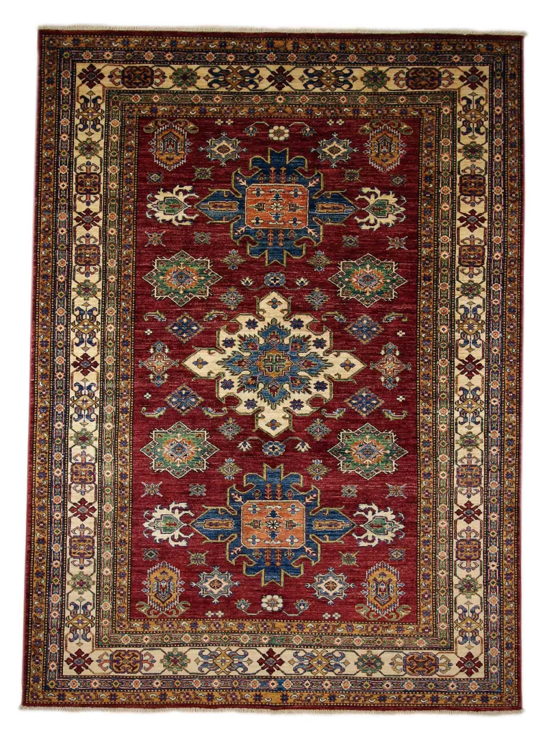 Kazak Teppich 267 x 185 cm – Geometrisches Design, handgeknüpft, Perserteppich