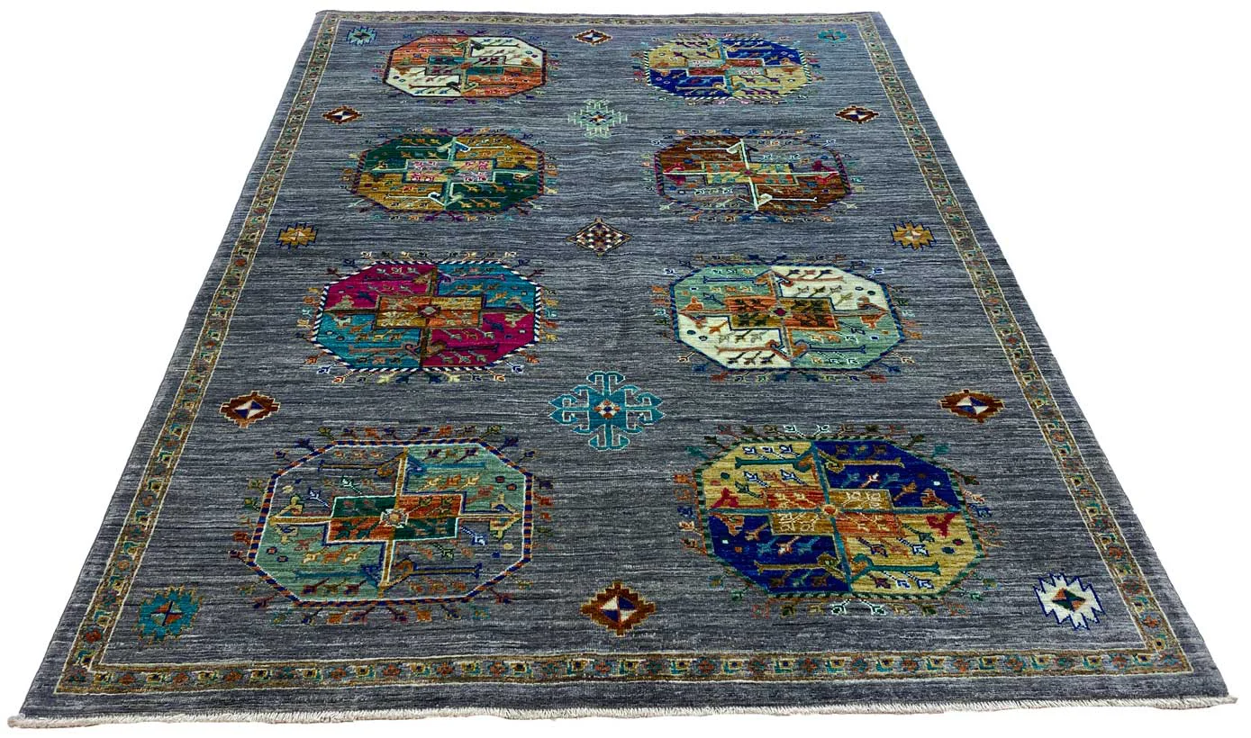 Ariana Ziegler Teppich 206 x 155 cm - glänzende Schurwolle, langlebig und weich, ideal für stark frequentierte Räume - handgeknüpft, Perserteppich