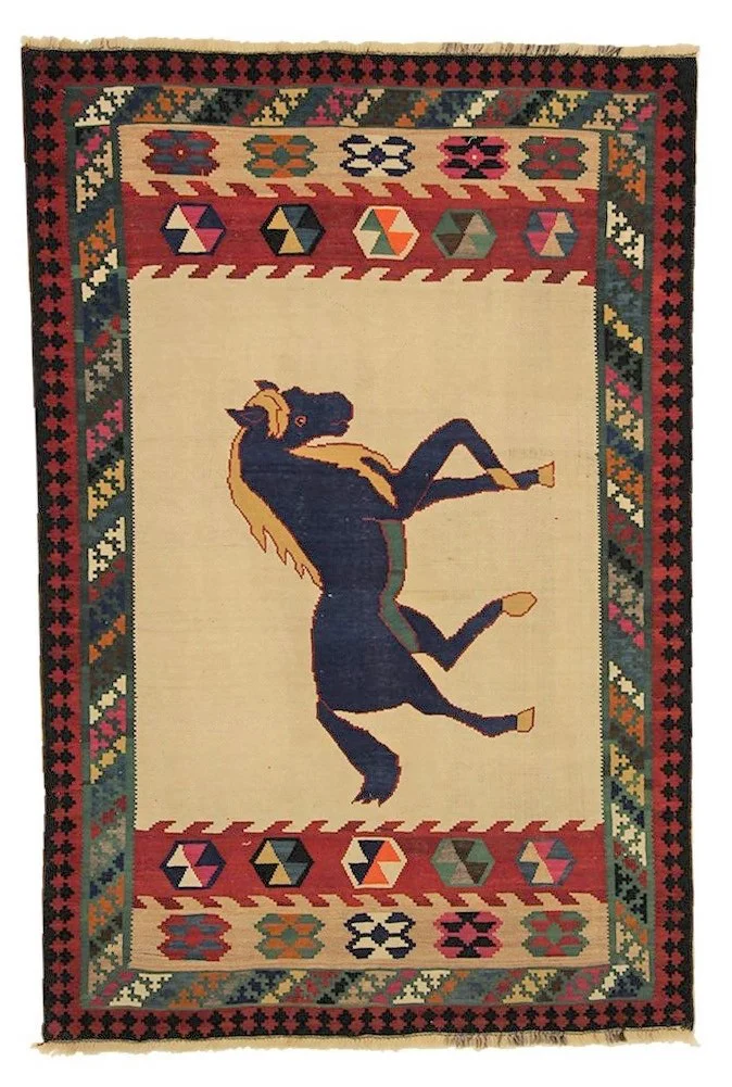 Kelim 208 x 137 cm – Handgewebter Teppich mit beidseitigem Muster – Traditionelles Design aus Fars – Handgeknüpft, Orientteppich