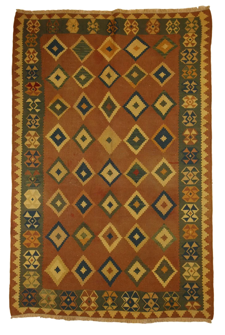 Kelim 210 x 140 cm – Handgewebt mit beidseitigem Muster – Traditioneller Teppich aus Fars – Handgeknüpft – Orientteppich