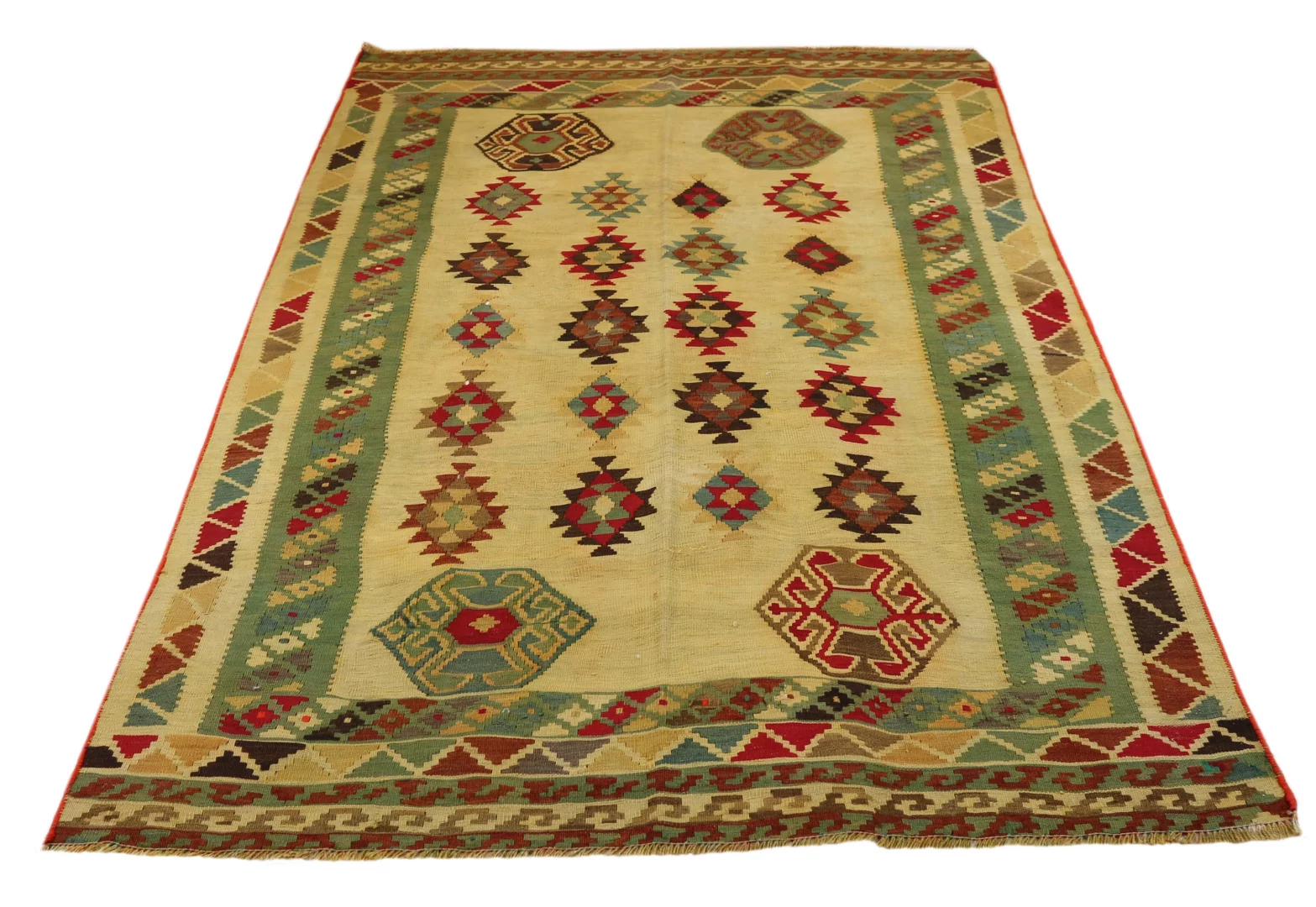 Kelim 215 x 146 cm – Handgewebter Teppich aus Fars mit beidseitigem Muster – Handgeknüpft – Orientteppich