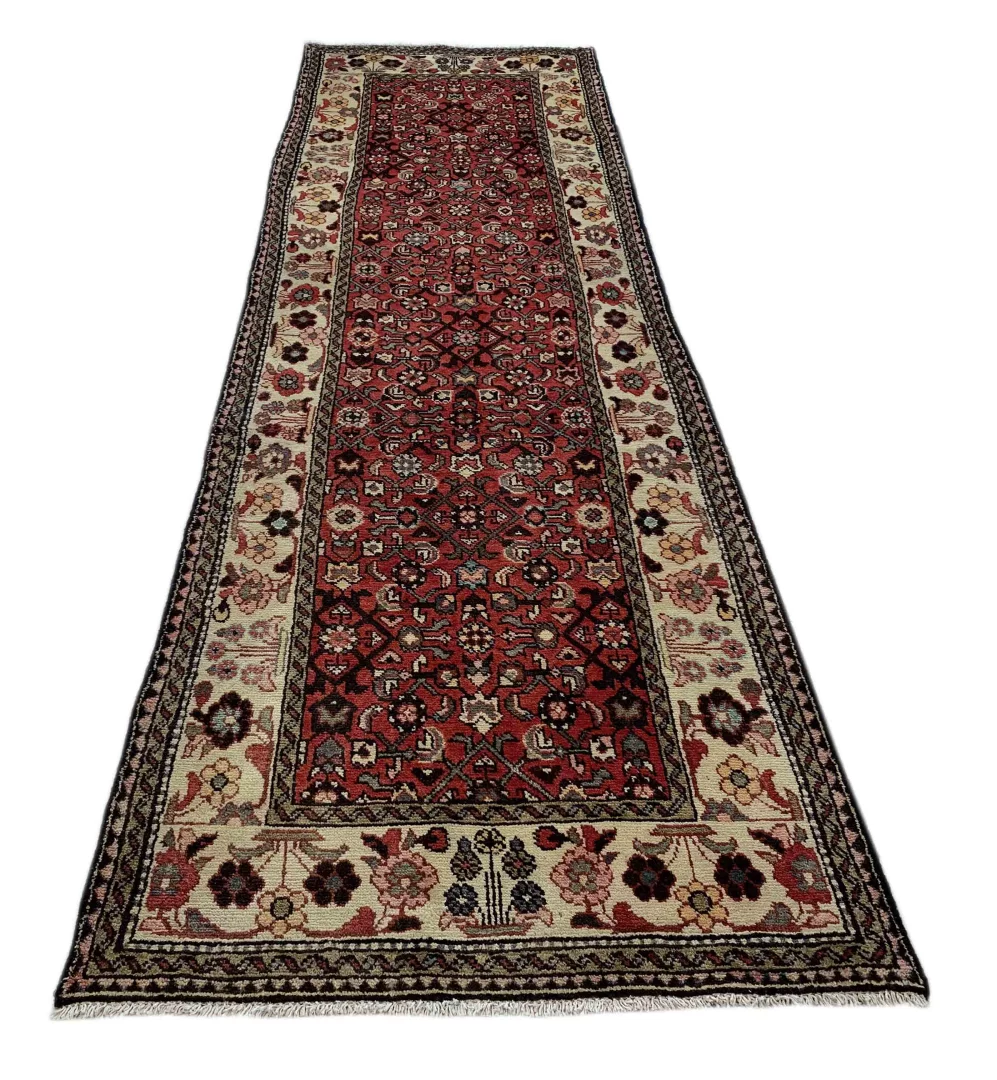 Hochwertiger Hamadan Perserteppich 337 x 99 cm, ca. 100.000 - 350.000 Knoten/m², widerstandsfähiges Wollmaterial, handgeknüpft Läufer