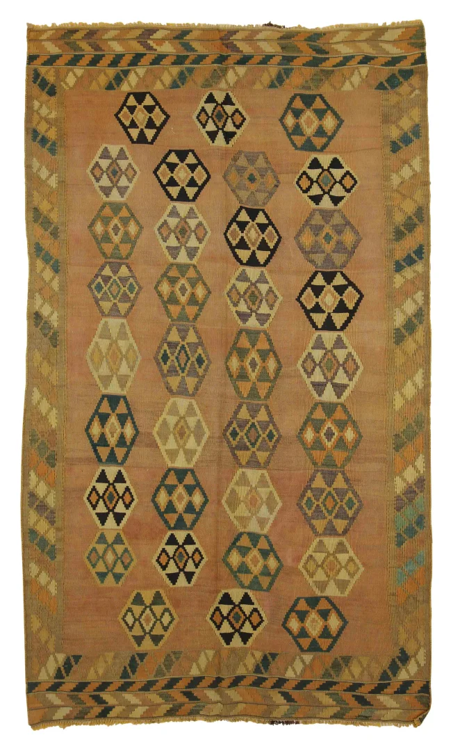 Kelim 216 x 128 cm – Handgewebt mit doppeltem Muster auf Vorder- und Rückseite – Traditioneller Wandschmuck – Handgeknüpft – Orientteppich