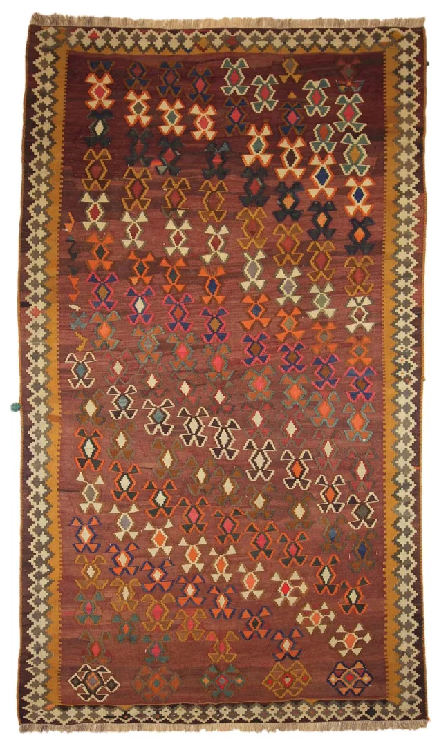 Wunderschöner Kelim Teppich 254 x 146 cm – Handgewebt mit beidseitigem Muster – Traditionelle Nomadenkunst – Handgeknüpft – Orientteppich