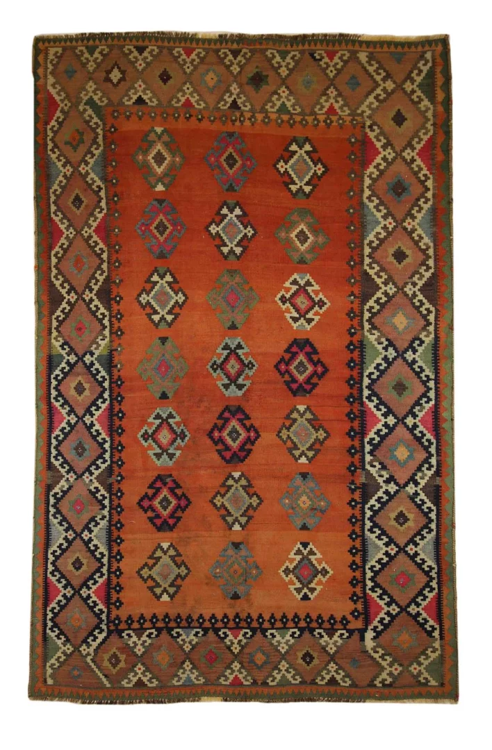 Eleganter Kelim 262 x 160 cm – Handgewebt mit symmetrischen Mustern, vielseitig als Teppich oder Wandbehang – Handgeknüpft, Orientteppich