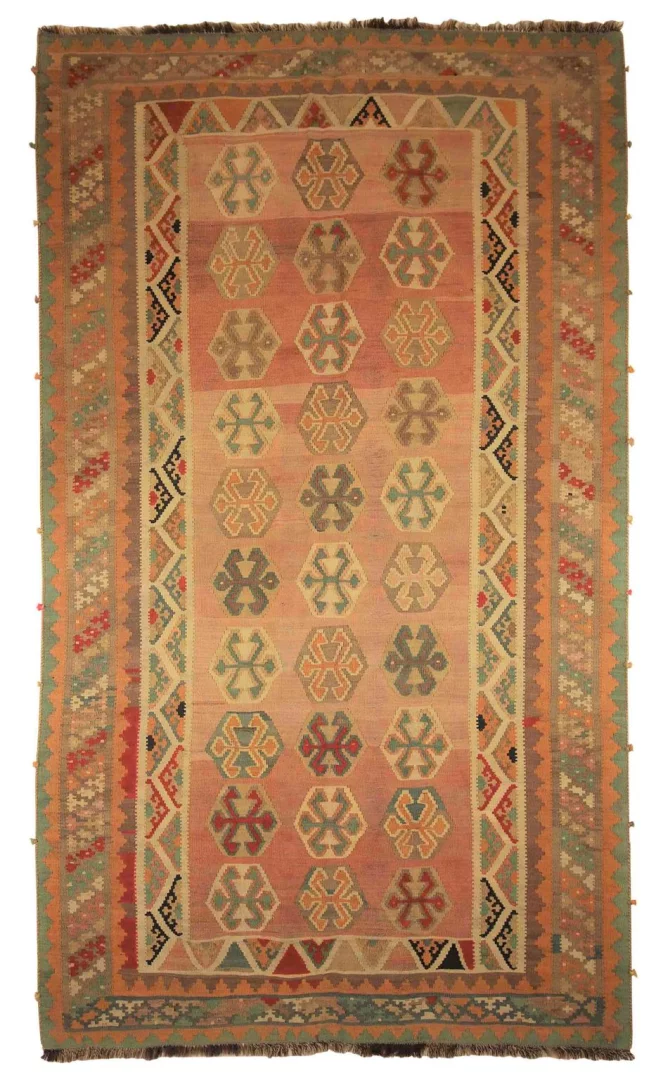 Kelim 273 x 157 cm – Handgewebt mit doppeltem Muster auf Vorder- und Rückseite – Traditioneller Wandbehang – Handgeknüpft – Orientteppich