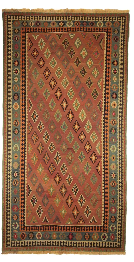 Kelim 284 x 152 cm – Handgewebter Teppich mit beidseitig identischem Muster, ideal als Wandbehang – handgewebt, Orientteppich