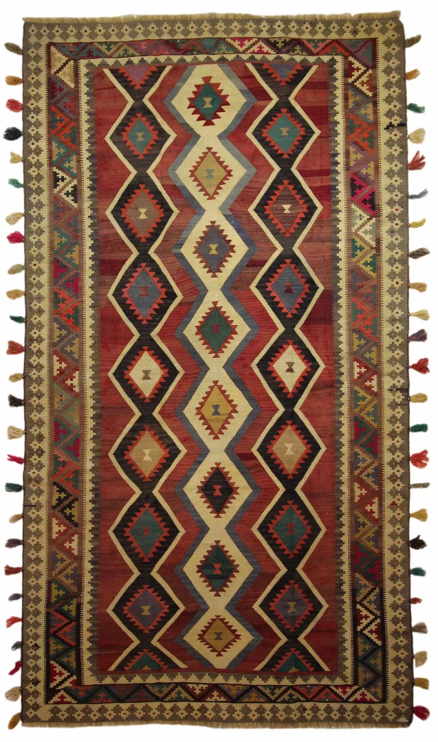 Handgewebter Kelim 290 x 157 cm – Wende-Design, Tradition aus Fars, ideal als Wandbehang – handgewebt, Orientteppich