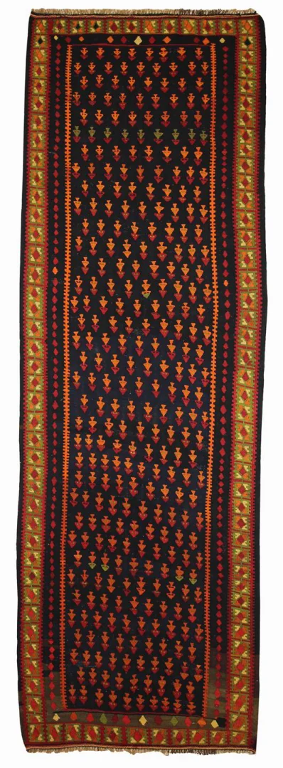 Hochwertiger Kelim 362 x 121 cm – Handgewebter Teppich ohne Flor mit beidseitig identischen Mustern – Handgeknüpft, Orientteppich Läufer