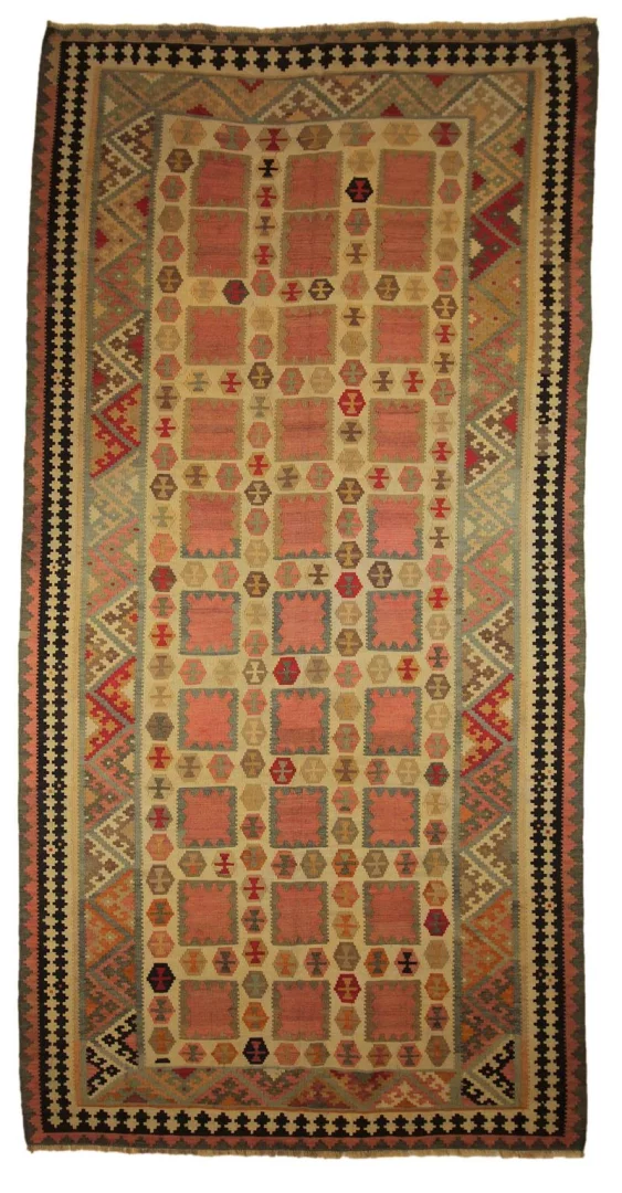 Kelim 317 x 158 cm – Handgewebter Teppich mit beidseitigem Muster – Perfekt als Wandbehang – Handgeknüpft – Orientteppich