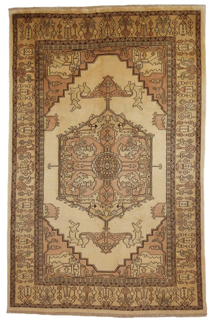 Perserteppich 275 x 175 cm, Knotendichte 250.000 - 450.000 Knoten/m², rot-creme-blau, handgeknüpft