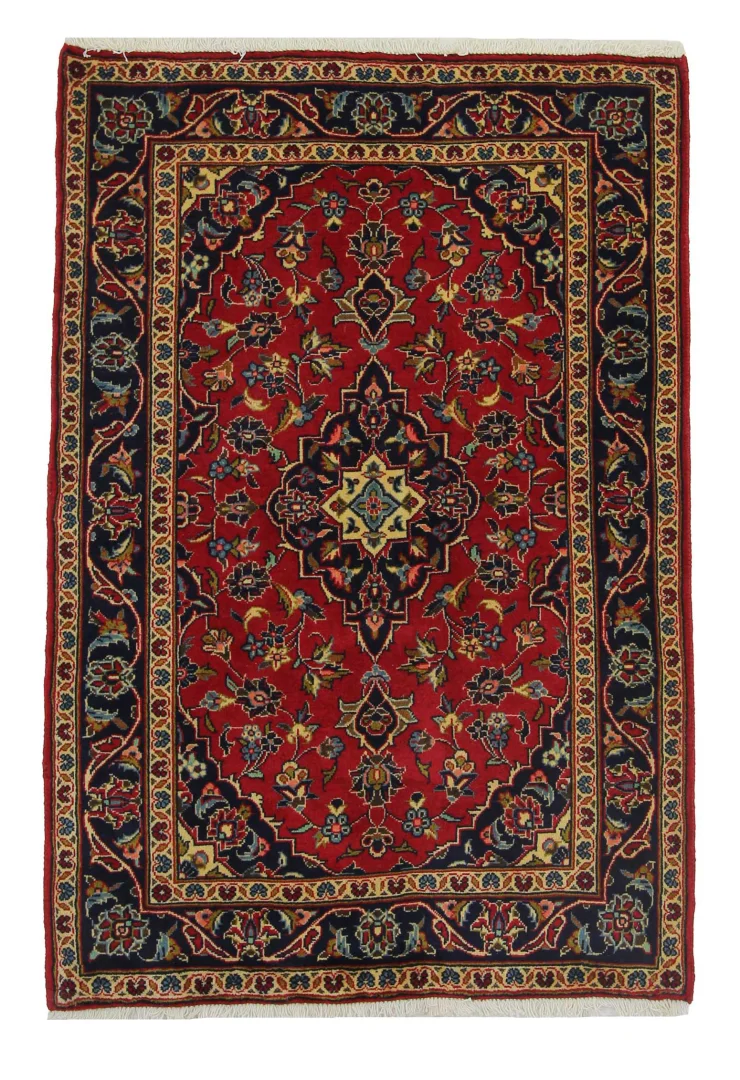 Keshan Teppich 150 x 100 cm – 150.000 - 300.000 Knoten/m², strapazierfähig und aus hochwertiger Schafwolle, handgeknüpft, Perserteppich