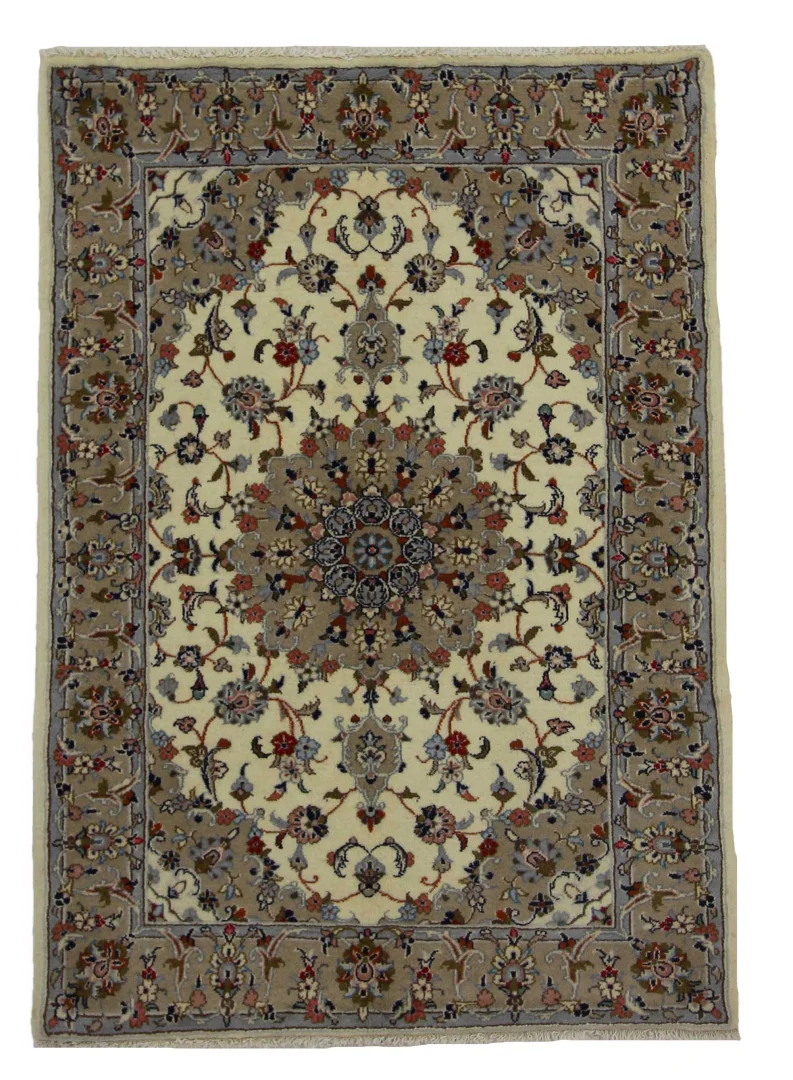 Keshan Teppich 150 x 106 cm, 150.000 - 300.000 Knoten/m², hochwertige Schafwolle, strapazierfähig, handgeknüpft, Perserteppich