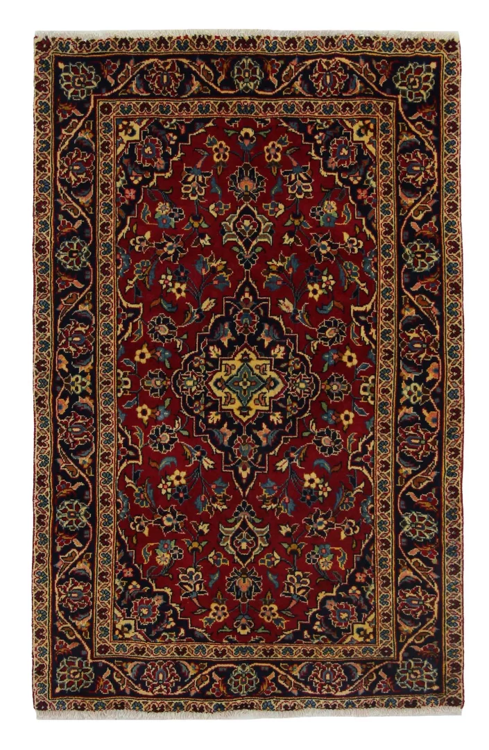 Keshan Perserteppich 151 x 96 cm - 150.000 - 300.000 Knoten/m², strapazierfähig, hochwertige Schafwolle, handgeknüpft