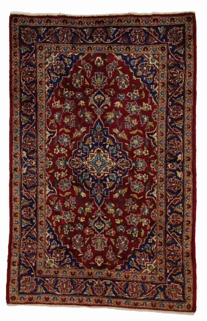 Keshan Perserteppich 151 x 97 cm – Knotendichte 100.000 - 300.000 Knoten/m², strapazierfähig aus hochwertiger Schafwolle, handgeknüpft, Perserteppich