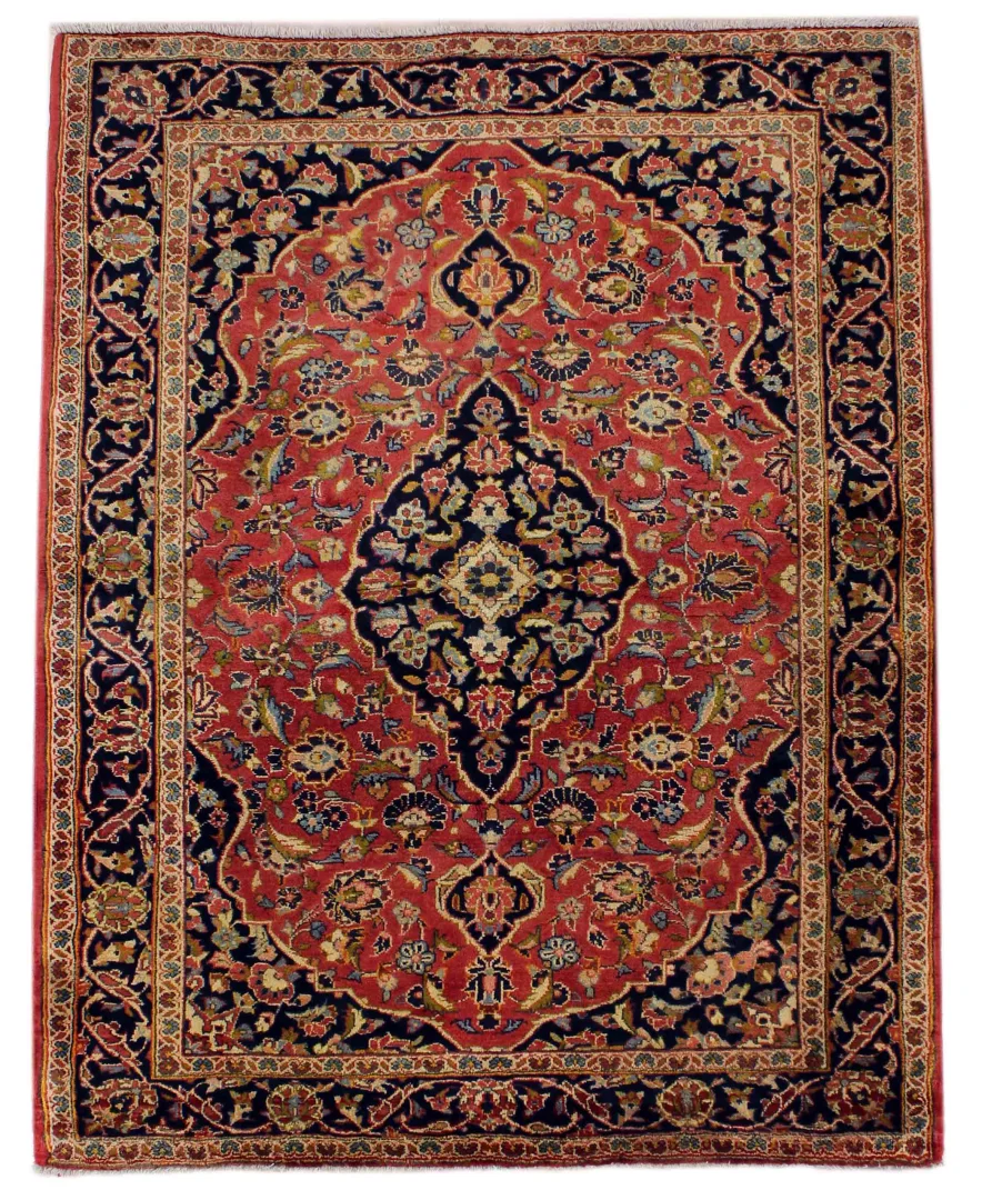 Keshan Perserteppich 153 x 117 cm, Knotendichte 150.000 - 300.000 Knoten/m², hochwertige Schafwolle, kurzflorig, handgeknüpft