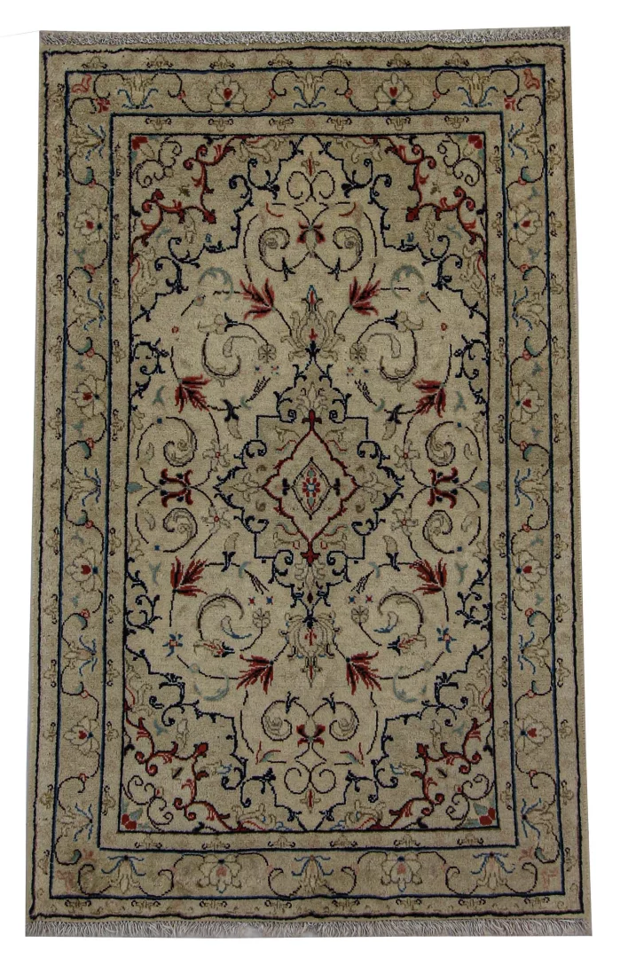 Keshan Perserteppich 155 x 97 cm, Knotenzahl: 150.000 - 300.000, strapazierfähig aus hochwertiger Schafwolle, handgeknüpft