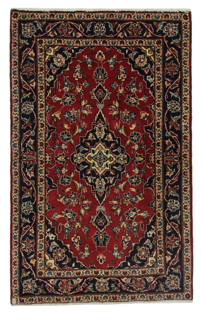 Keshan Perserteppich 160 x 100 cm – Knotendichte 150.000 - 300.000 Knoten/m² – strapazierfähig, hochwertige Schafwolle – handgeknüpft