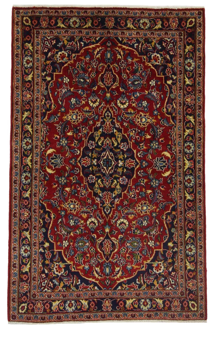 Keshan Teppich 165 x 104 cm - 150.000 - 300.000 Knoten/m², strapazierfähig, hochwertige Schafwolle, handgeknüpft, Perserteppich