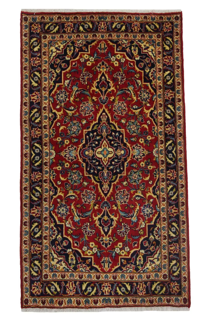 Keshan Teppich 170 x 97 cm - Knotendichte: 150.000 - 300.000 Knoten/m², strapazierfähig, hochwertige Schafwolle, handgeknüpft, Perserteppich