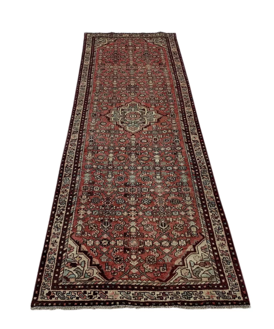 Hamadan Teppich 301 x 98 cm, Knotendichte ca. 100.000 - 350.000, widerstandsfähiges Wollmaterial, handgeknüpft, Perserteppich Läufer