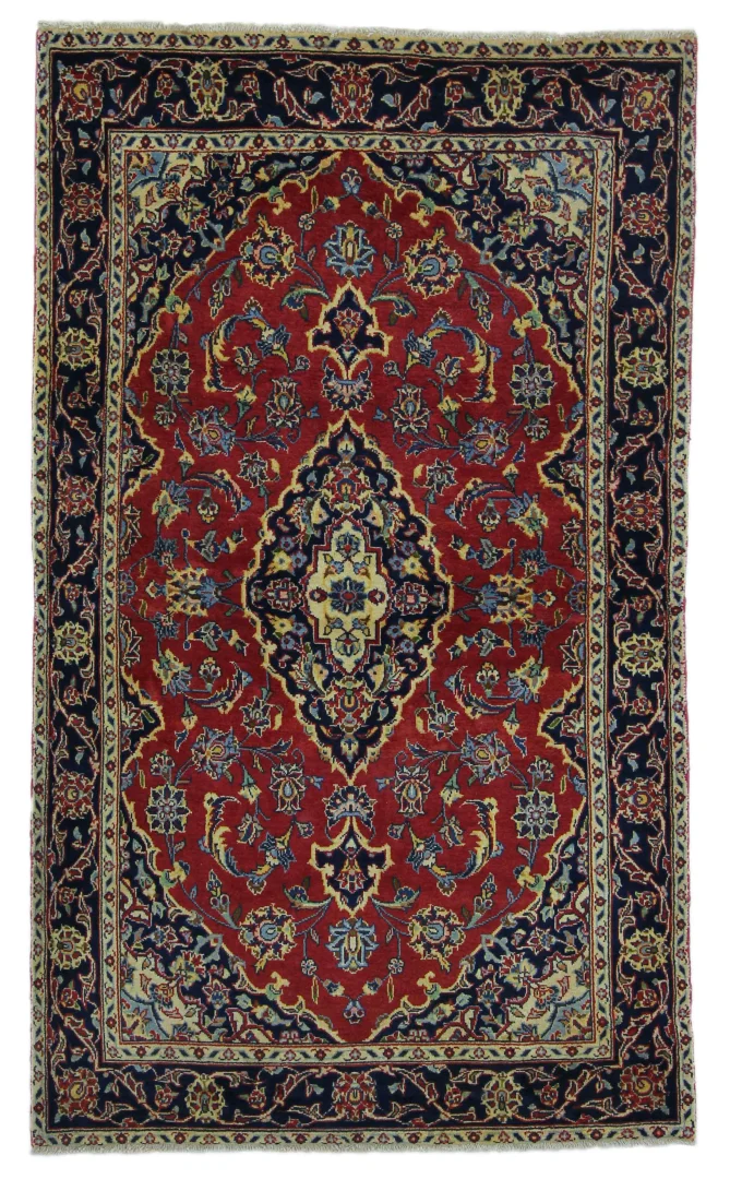 Keshan Perserteppich 183 x 106 cm, Knotendichte 150.000 - 300.000 Knoten/m², hochwertige Schafwolle, strapazierfähig, handgeknüpft