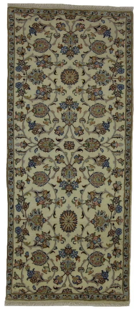 Keshan Perserteppich 190 x 83 cm, Knotendichte 150.000 - 300.000 Knoten/m², hochwertige Schafwolle, strapazierfähig, handgeknüpft Läufer