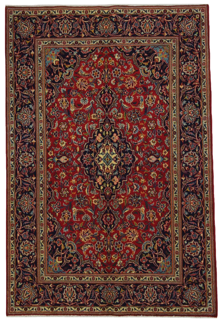 Keshan Perserteppich 200 x 133 cm – Knotendichte 150.000 - 300.000 Knoten/m², strapazierfähig, hochwertige Schafwolle, handgeknüpft