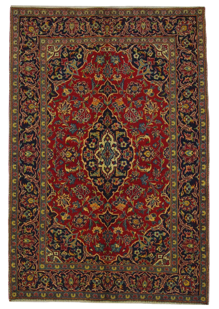 Keshan Perserteppich 204 x 140 cm – Knotendichte 150.000 - 300.000 Knoten/m², strapazierfähig, hochwertige Schafwolle, handgeknüpft