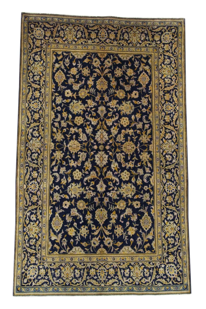 Keshan Teppich 209 x 128 cm, Knotendichte 150.000 - 300.000 Knoten/m², strapazierfähig, hochwertige Schafwolle, handgeknüpft, Perserteppich