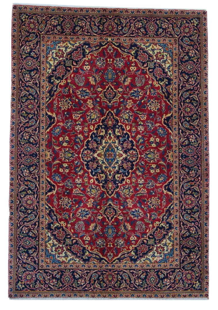 Keshan Teppich 209 x 145 cm – 150.000 - 300.000 Knoten/m², strapazierfähig, hochwertige Wolle, handgeknüpft, Perserteppich