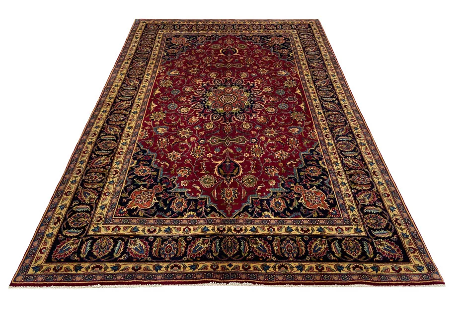 Bakhtiar Perserteppich 300 x 213 cm, 150.000 - 200.000 Knoten/m², Gartenmuster mit Pflanzen- und Tiermotiven, robust und widerstandsfähig, handgeknüpft