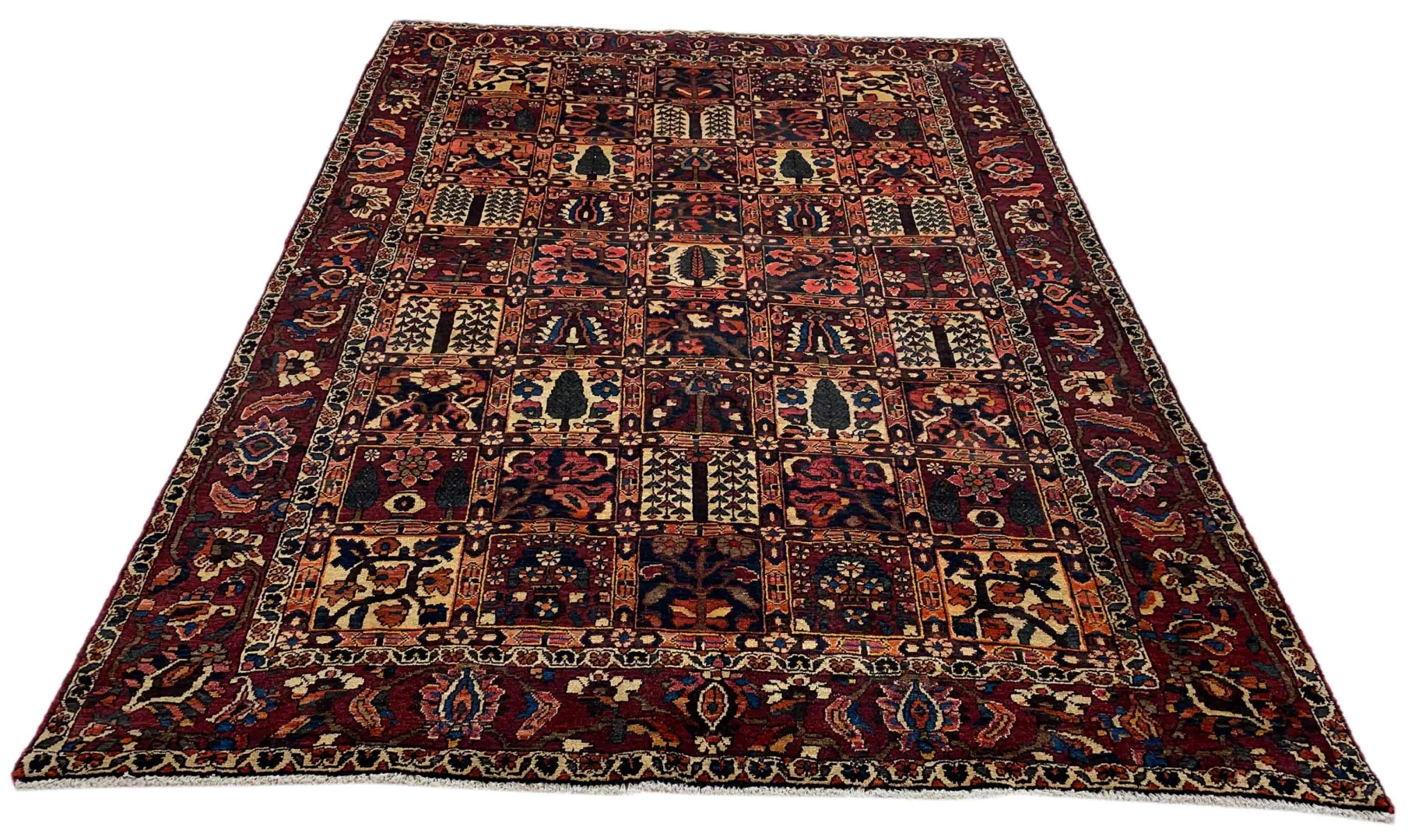 Bakhtiar Teppich 305 x 207 cm - Kheshti Gartenmuster mit 150.000 - 200.000 Knoten/m², handgeknüpft, Perserteppich