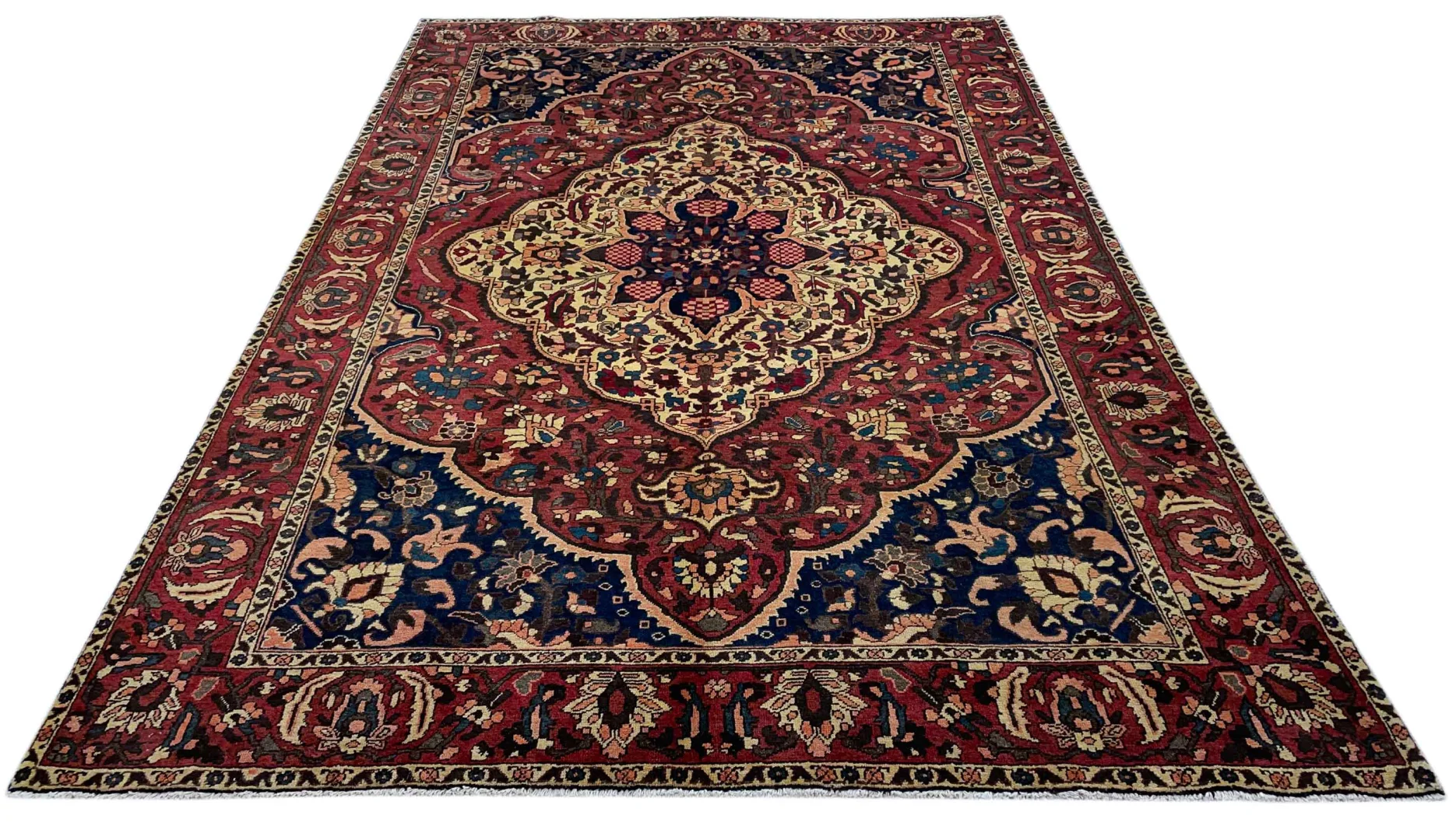 Bakhtiar Teppich 306 x 208 cm, 150.000 - 200.000 Knoten/m², widerstandsfähig mit Kheshti Gartenmuster, handgeknüpft, Perserteppich