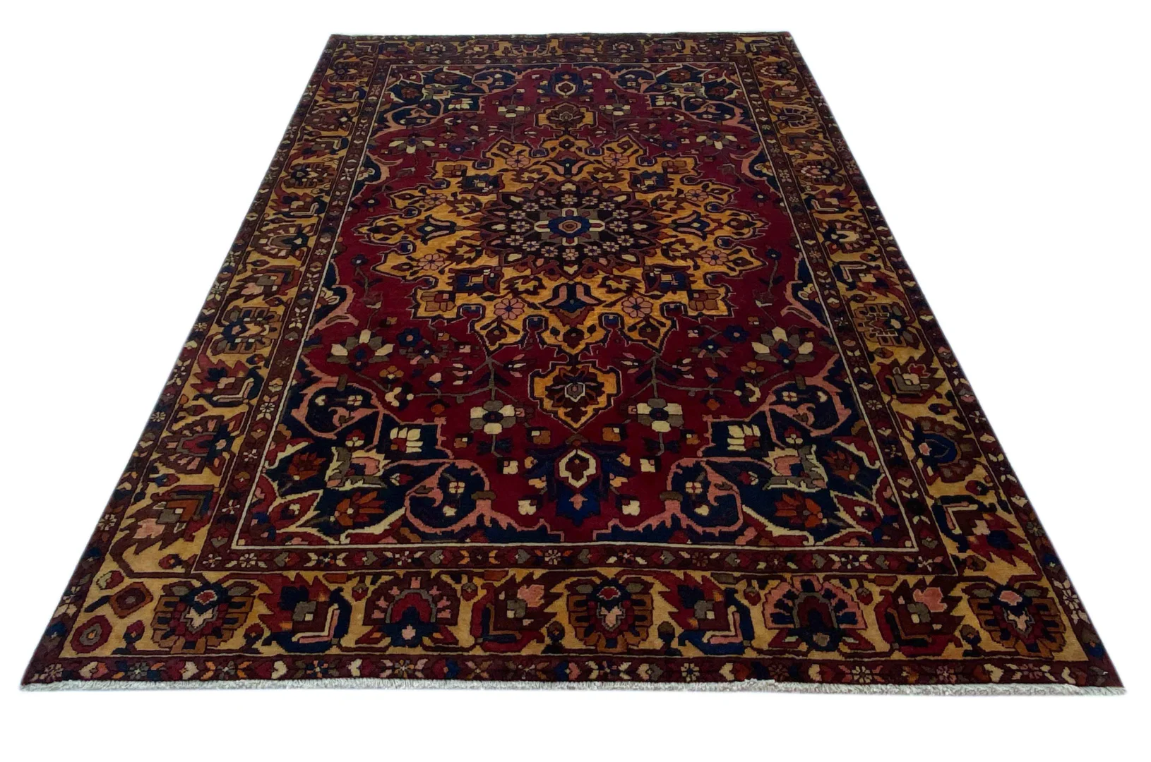 Bakhtiar Teppich 308 x 210 cm – Gartenmuster mit Pflanzen- und Tiermotiven, Knotendichte 150.000 - 200.000 Knoten/m², robust und widerstandsfähig, handgeknüpft, Perserteppich