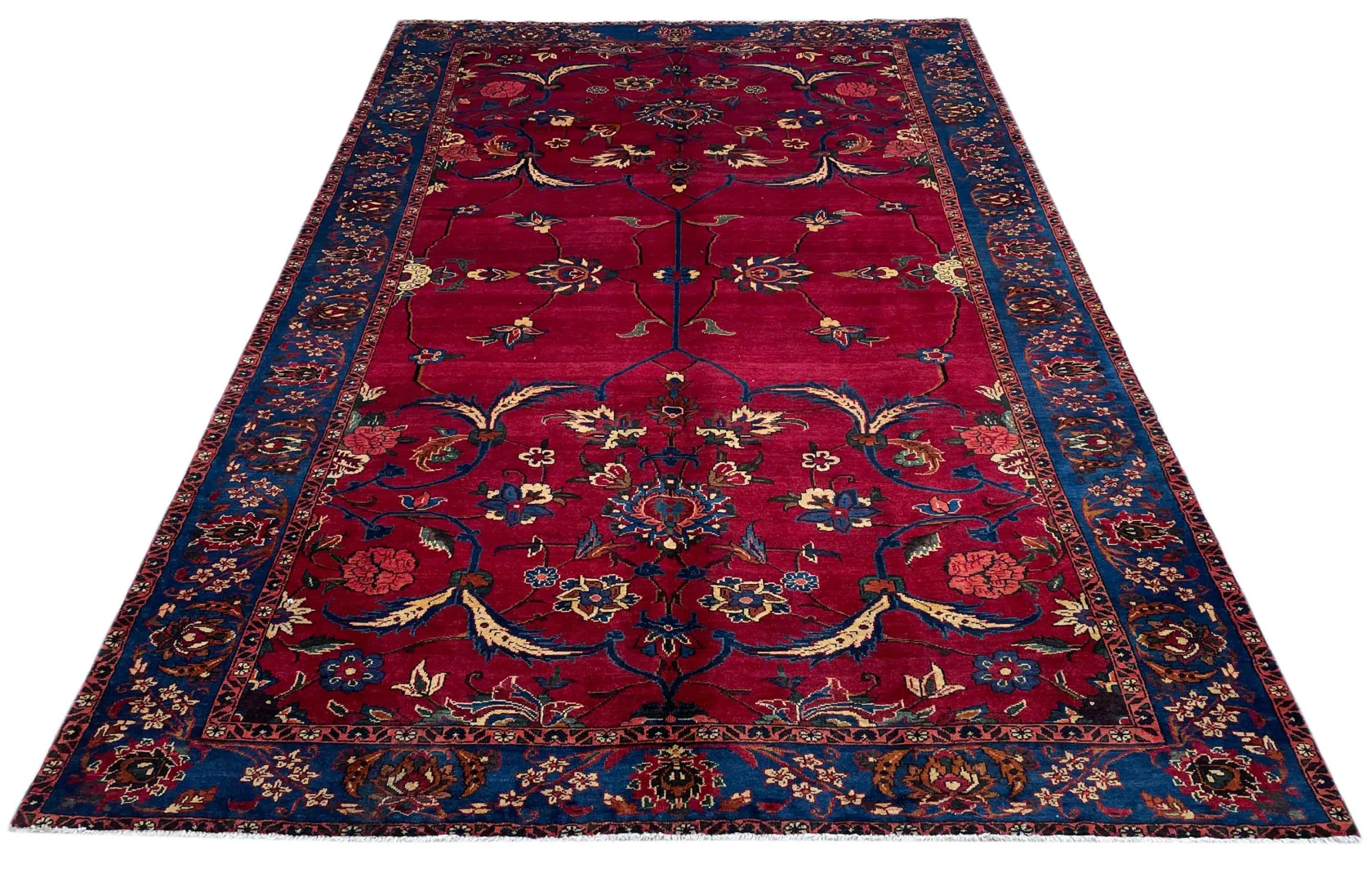 Bakhtiar Perserteppich 333 x 217 cm - 150.000 - 200.000 Knoten/m² - Widerstandsfähig und belastbar - Gartenmuster mit Pflanzen- und Tiermotiven - handgeknüpft