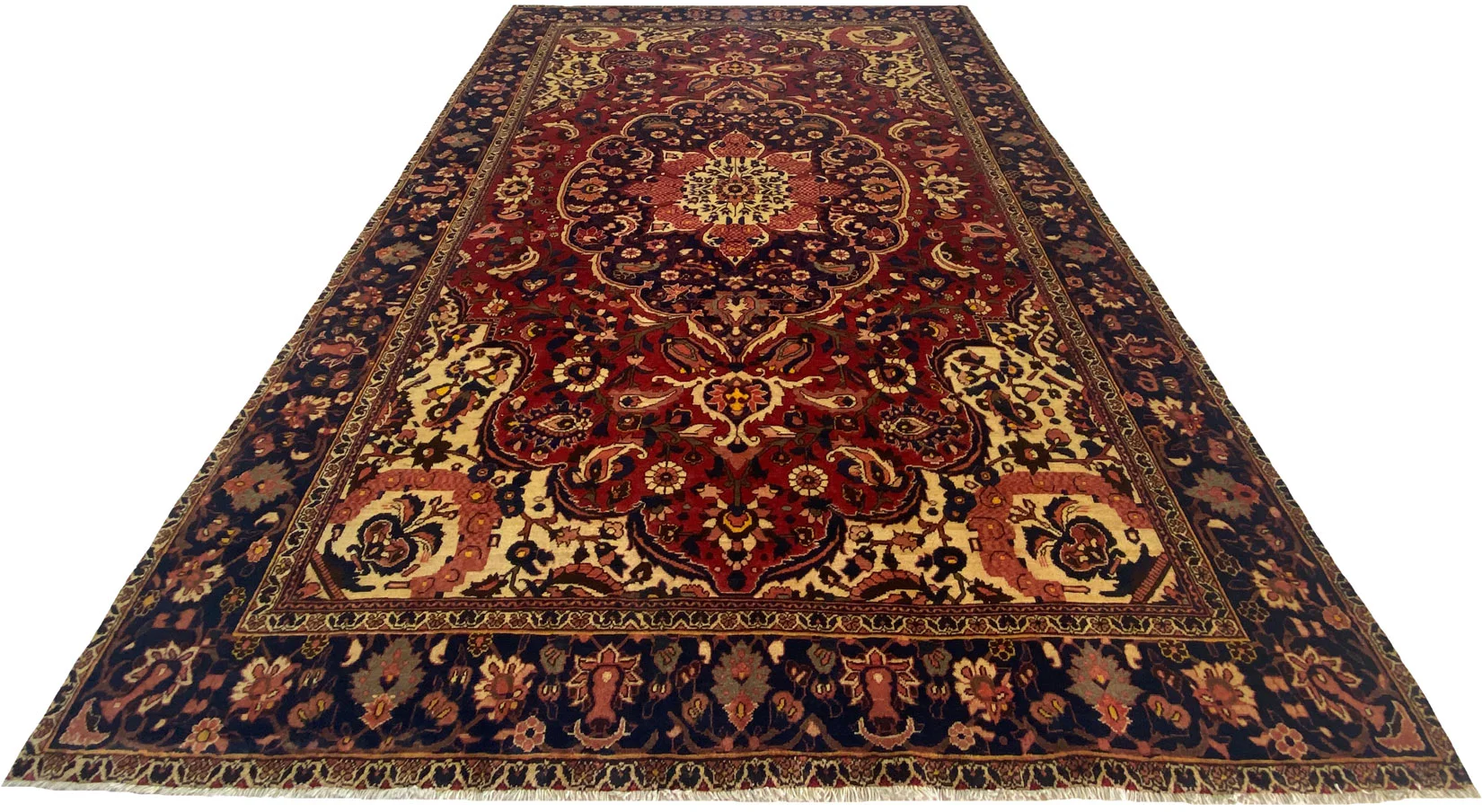 Bakhtiar Teppich 354 x 251 cm - Kheshti Gartenmuster mit 150.000 - 200.000 Knoten/m², widerstandsfähig und einzigartig, handgeknüpft, Perserteppich