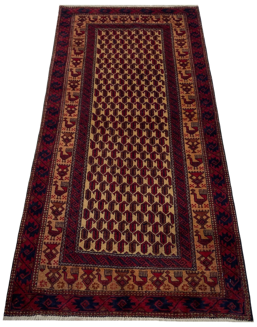 Belutsch Teppich 176 x 82 cm - Knotendichte 120.000 - 250.000 Knoten/m², handgeknüpft, Perserteppich