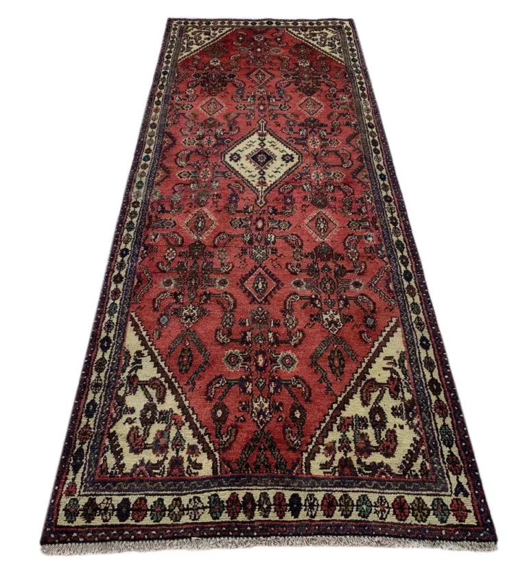 Hamadan Teppich 303 x 103 cm – Knotendichte 100.000 - 350.000 – widerstandsfähiges Wollmaterial – handgeknüpft – Perserteppich Läufer