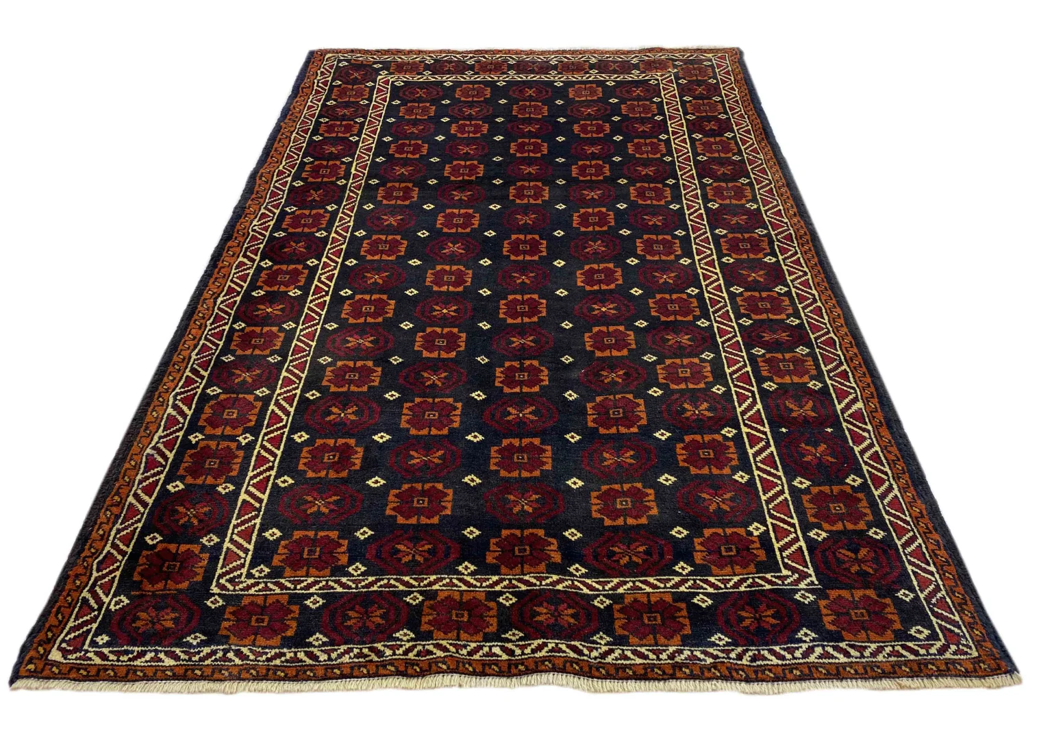 Belutsch Teppich 201 x 134 cm, Knotendichte 120.000 - 250.000 Knoten/m², traditionelle Handarbeit, natürliche Wolle, handgeknüpft, Perserteppich
