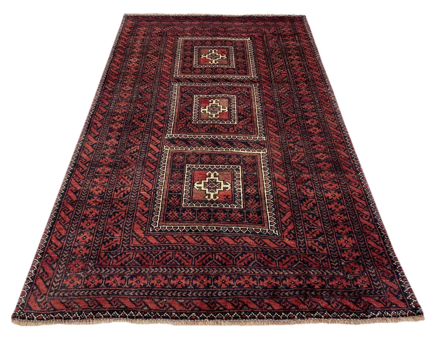 Belutsch Teppich 202 x 116 cm, Knotendichte 120.000 - 250.000 Knoten/m², traditionelle Handwerkskunst, natürliche Wolle, handgeknüpft, Perserteppich