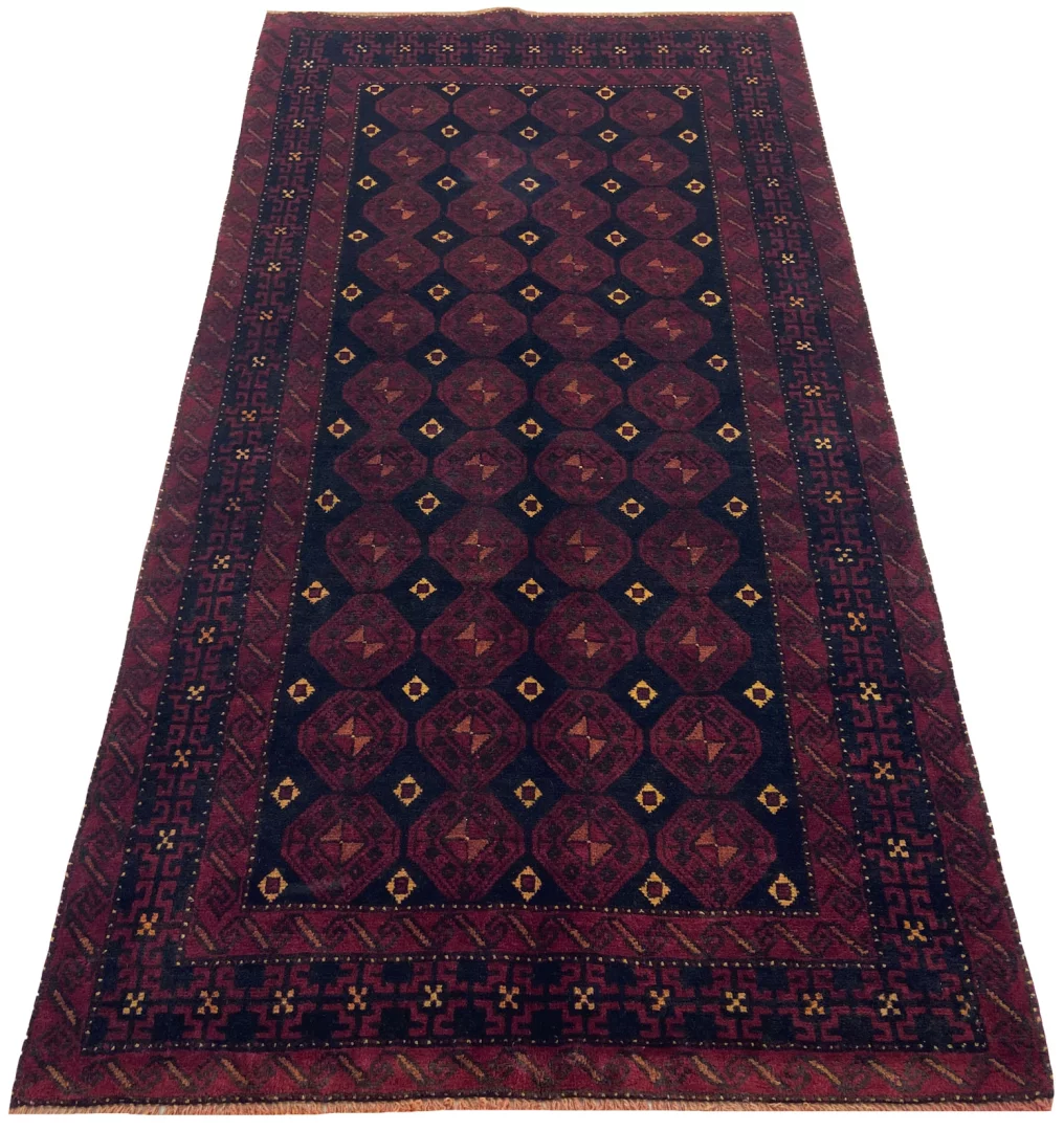 Belutsch Teppich 219 x 110 cm - Knotendichte 120.000 - 250.000 Knoten/m², traditionell handgeknüpft aus natürlicher Wolle - Perserteppich